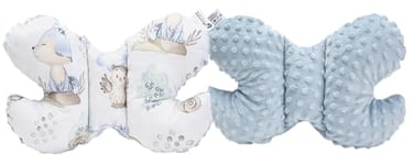 Medi Partner Oreiller pour bébé Papillon 100% coton en peluche Minky pour enfant soutien du cou pour voiture poussette voyage sommeil oreiller cervical rouleau de répétition