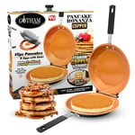 Gotham Steel Double Pan, The Perfect Pancake Maker – Nonstick Copper Easy to Flip Pan, Double Sided Frying Pan for Fluffy Pancakes, Omelets, Frittatas and More! Pancake Pan Dishwasher Safe, Graphite