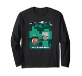 Minecraft Steve And Skeleton Watch Your Back Poster Long Sleeve T-Shirt