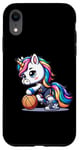 Coque pour iPhone XR Licorne mignonne de joueur de basket-ball