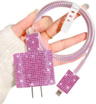 Sparkling Kits Protecteur De Câble Pour Chargeur Compatible Avec Iphone, Protege Chargeur Avec Design De Diamants Rosa Pour Filles, Protecteurs Pour Raccords De Câbles Ligne De Données Usb-C[Q3466]