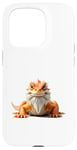 Coque pour iPhone 15 Pro Dragon barbu orange blanc barbu reptiles animaux animal de