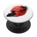 Dragon japonais mignon samouraï guerrier japonais, lune rouge fraîche PopSockets PopGrip Adhésif