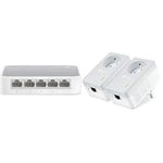 TP-Link TL-SF1005D Switch Ethernet Réseau 5 ports plastique -10/100 Mbps, ports RJ45, hub rj45, auto-MDI/MDIX & TL-PA4015P KIT CPL 600 Mbps avec Prise Intégrée et Ports Ethernet