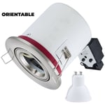 Europalamp - Spot bbc Orientable inox IP20 + Ampoule GU10 7W Blanc Froid + Douille - Blanc Froid 6000K