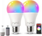 rynli E27 Smart Bulb Wi-Fi Alexa Light Bulbs, 9W 900LM, Colour Changing, Dimmab