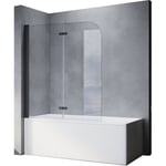 Sonni - Panneau de baignoire pliable noir 120x140cm nano verre esg 6mm Pare-douche pour baignoire