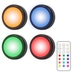 INF LED-spotlight 4-pack med 13 färger, dimmer och fjärrkontroll