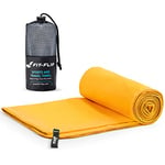 Fit-Flip Serviette Microfibre - Serviette Sport Musculation - Serviette Piscine compacte, Ultra-légère et Rapidement sèche - Serviette de Bain Microfibre (1x 40x80cm Jaune)