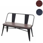 Banc à 2 places, HWC-H10, pour vestiaire, salle à manger, design industriel-vintage, similicuir - noir-gris