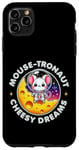 Coque pour iPhone 11 Pro Max Souris Astronaute Cheesy Dreams Cute Kawaii Moon Space Graphic