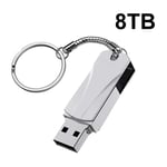 Super clé USB en métal,clé USB,clé USB,clé USB,16 To,8 To,4 To,2 To,mémoire SSD portable,USB 3.0 - Type silver 8TB