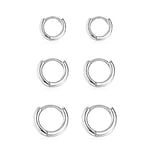 Boucle Doreille Femme Argent Fin 925,Lot Boucles d'oreilles Creoles Femme 3 Paires Piercing Oreille Boucles d'oreilles Hypoallergéniques en Argent Pour Femmes Bijoux Femme 8mm, 10mm, 12mm