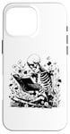 iPhone 16 Pro Max Skeleton Reading Book Floral Wisdom Funny Book Lover Case