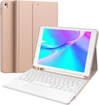 Étui Clavier Amovible Pour Ipad 9ème Génération Avec Pavé Tactile, 2 Canaux Bt, Clavier Espagnol Ñ Pour Ipad 10.2 9e/8e/7e Génération, Ipad Pro 10.5, Ipad Air 3, Or Rose