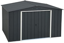 Duramax ECO 10 x 8 (7.80 m2) Metal Garden Storage Shed, Hot-Dipped Galvanized Metal Garden Shed, Tool Storage Shed, Strong Reinforced Roof Structure, Maintenance-Free Metal Shed, Anthracite