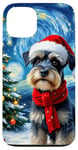 Coque pour iPhone 13 Miniature Schnauzer Starry Night Christmas Van Gogh Dog