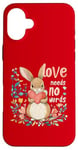 iPhone 16 Plus Love Needs No Words Bunny - Cute Animal Heart Design Case