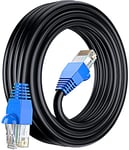 MutecPower 15m CAT6 Outdoor waterproof Direct Burial Ethernet Network Cable - UTP - CCA - 550 Mhz - Black 15 meter with Cable Ties