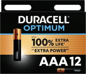 DURACELL OPTIMUM AAA 12 EXTRA POWER ALKALINE BATTERIES NEW