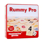 Aquamarine Games Rummy Pro Jeu de société Classique avec jetons en résine, Comprend 4 pupitres et Un Sac