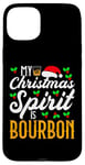 Coque pour iPhone 15 Plus My Christmas Spirit Is Bourbon. Boire de Noël drôle