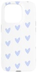 Coque pour iPhone 15 Pro Cœurs bleu clair sur fond blanc