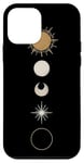 iPhone 12 mini Minimalist Celestial Art Golden, Sun Full Moon Case