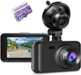 Dash Cam with Card, 1080P FHD Dashcam Front Dash Cams DVR Dashboard Camera, Dash Camera with Night Vision, 170°Wide Angle 3”IPS Screen Dash-cam Loop Recording G-sensor Motion Detection Parking Mode