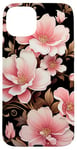 iPhone 15 Plus Elegant Pink Flowers on a Black Background Floral Case