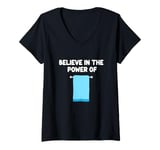 Womens Believe In The Power Of Towels Bath Gym Beach Kitchen Absorb V-Neck T-Shirt