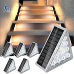 Lot De 6 Lampes Solaires D'extérieur Avec Détecteur De Mouvement, 9 Led, Lampes Solaires D'escalier, Ip68, Étanches Ip68, Éclairage Led Pour Escaliers (6 Pièces Lumière Chaude)