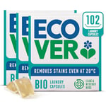 Ecover Bio Washing Capsules - Laundry Capsules / Tablets - Laundry Detergent With Clean And Fresh Lilac & Rescued Rose Scent, 3x Pack of 34 Capsules / Tablets