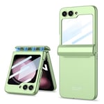 Hauw Coque pour Galaxy Z Flip5 5G,Étui de Téléphone Tout Compris à Charnière Magnétique Pliante avec Protection Arrière Petit Écran pour Samsung Galaxy Z Flip5 5G,Vert Clair