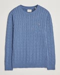 GANT Cotton Cable Crew Neck Pullover Denim Blue Melange