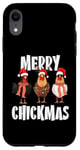 Coque pour iPhone XR Merry Chickmas Chapeau de Père Noël lumineux Motif poule