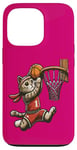 Coque pour iPhone 13 Pro Belle idée cadeau design drôle chat qui fait du basketball