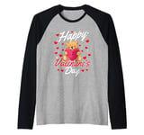 Happy Valentine's Day - Cute Teddy Bear Raglan Baseball Tee