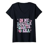 Womens In My Double Digits Era Retro 10 Year Old 10th Birthday Girl V-Neck T-Shirt