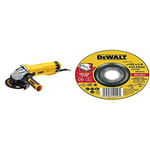 DEWALT - Meuleuse d'Angle - DWE4237-QS - Meuleuse avec Protection Anti-Redémarrage - Lame Ø125mm - Régime à Vide 11500 tr/min - 1400W & Disque à tronçonner le métal 125x22.3mm, épaisseur 3.0mm