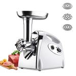 Electric Meat Grinder Stainless Electric Meat Mincer Grinder and Sausage Maker Food Grinding Mincing Machine Powerful Copper Motor (White,British Standard)