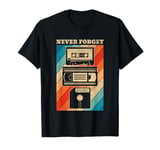 Never Forget Vintage Floppy Disk VHS Tape 90s 80s Cassette T-Shirt