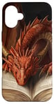 iPhone 16 Plus Aesthetic Gothic Red Dragon Reading Book Painting Bookish Case