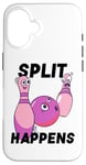 Coque pour iPhone 16 Split Happens Bowler Funny Bowling