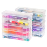 IRIS USA Lot de 10 boîtes de rangement en plastique transparent avec couvercles verrouillables pour brosses, règle de 30,5 cm, outils, rubans adhésifs, jouets décoratifs, empilables