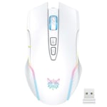 Wireless White Gaming Mouse Office Mouse  3600 adjustable DPI RGB LED Light