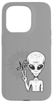 iPhone 15 Pro Funny and cute Grey Alien "No" V-Finger Gesture Case