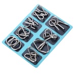 8PCS/Set IQ Metal Pussel Hjärngympa Intelligens Lösning Ring Montessori Pussel för Barn Vuxna Anti-Stress Fidget Leksak