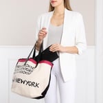 DKNY Cori Shopper Canvas Tote Bag With DKNY Black Faux Leather Pouch