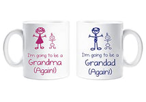 60 Second Makeover Limited I'm Going to Be A Grandma Grandad Again Mug Set Parents Present Mum and Dad Gift Christmas Anniversary Cup Ceramic